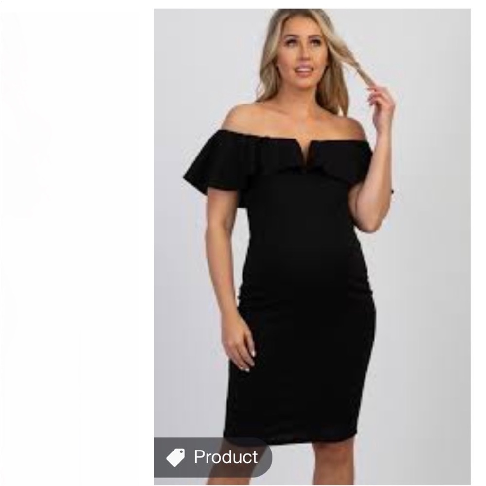 Pinkblush Ruffle Off Shoulder Dress - Maternity